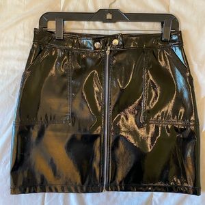 Black Faux Leather Mini Skirt